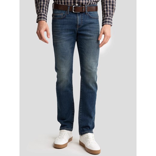 Jeansy męskie dopasowane z przetarciami granatowe Terry 541 ze sklepu Big Star w kategorii Jeansy męskie - zdjęcie 187514330