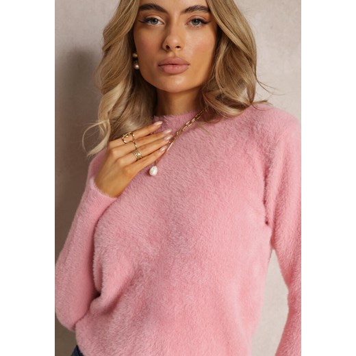 Różowy Sweter Wełniany Elisabema Renee ONE SIZE renee.pl