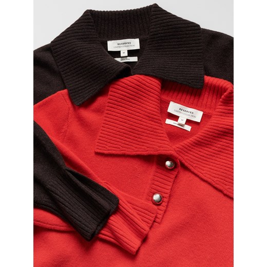 Reserved - Wełniany sweter z kołnierzem - czerwony ze sklepu Reserved w kategorii Swetry damskie - zdjęcie 187514674