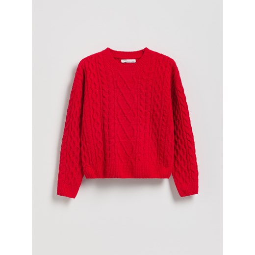 Reserved - Strukturalny sweter - czerwony ze sklepu Reserved w kategorii Swetry dziewczęce - zdjęcie 187514873