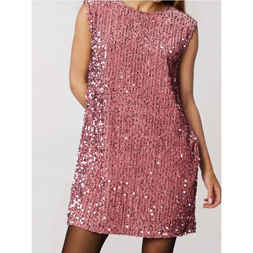 Sinsay - Sukienka mini z ozdobnymi cekinami - różowy ze sklepu Sinsay w kategorii Sukienki - zdjęcie 187515223