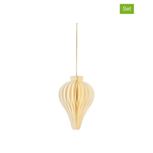 Clayre &amp; Eef Bombki papierowe (2 szt.) w kolorze kremowym - wys. 10 x Ø 8 cm ze sklepu Limango Polska w kategorii Dekoracje bożonarodzeniowe - zdjęcie 187515542