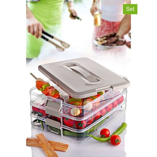 Violeta Home Pojemniki (3 szt.) w kolorze jasnoszarym - 30 x 21,5 x 5 cm ze sklepu Limango Polska w kategorii Pojemniki kuchenne - zdjęcie 187515600