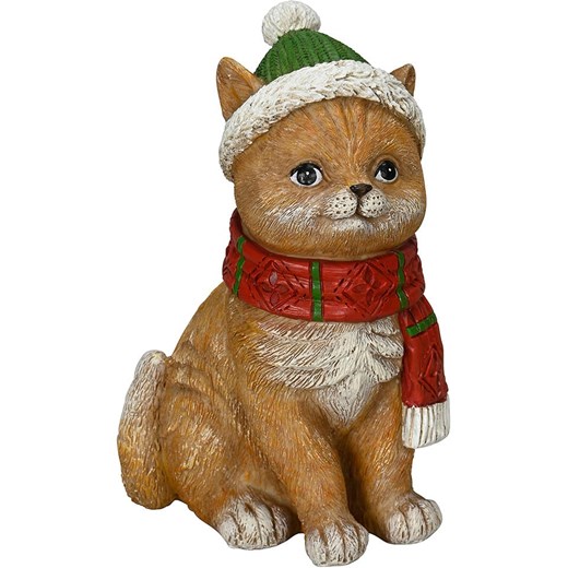 POSIWIO Figurka dekoracyjna &quot;Winter Cat&quot; w kolorze jasnobrązowym - 10 x 17,5 x 11 cm ze sklepu Limango Polska w kategorii Dekoracje - zdjęcie 187516023