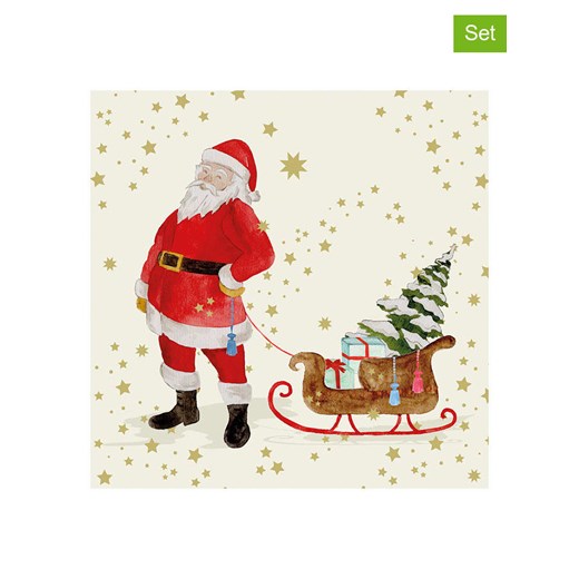 ppd Serwetki (40 szt.) &quot;Snowflakes &amp; Santa&quot; w kolorze czerwono-beżowym ze sklepu Limango Polska w kategorii Akcesoria kuchenne - zdjęcie 187516152