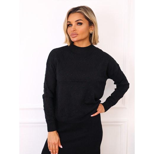 SWETER Z WYTŁACZANYMI KROPKAMI- CZARNY ze sklepu olika.com.pl w kategorii Swetry damskie - zdjęcie 187517920