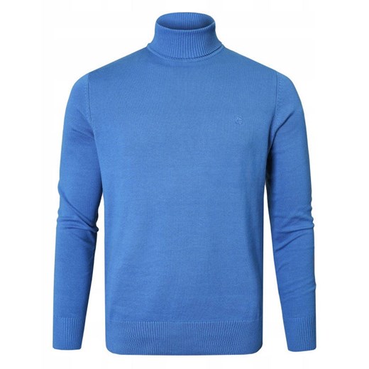 Bawełniany Męski Golf - Pako Jeans - Niebieski SWPJNSgolfGUSTAVOnb ze sklepu JegoSzafa.pl w kategorii Swetry męskie - zdjęcie 187518182