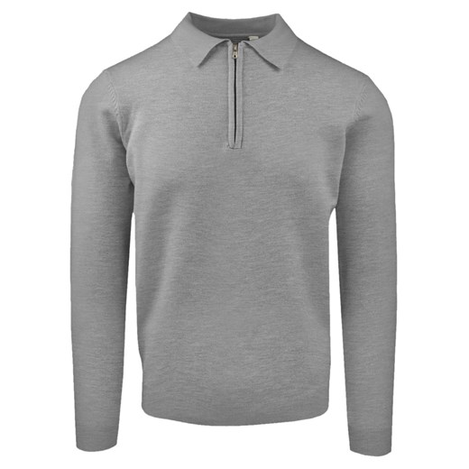 Męski, Lekki Sweter z Wiskozy z Kołnierzykiem Polo - Brave Soul - Popiel SWBRSAW25tippleGREYmarl ze sklepu JegoSzafa.pl w kategorii Swetry męskie - zdjęcie 187518222