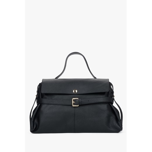 Estro: Czarna torba damska typu tote z włoskiej skóry naturalnej Premium ze sklepu Estro w kategorii Kuferki - zdjęcie 187518633
