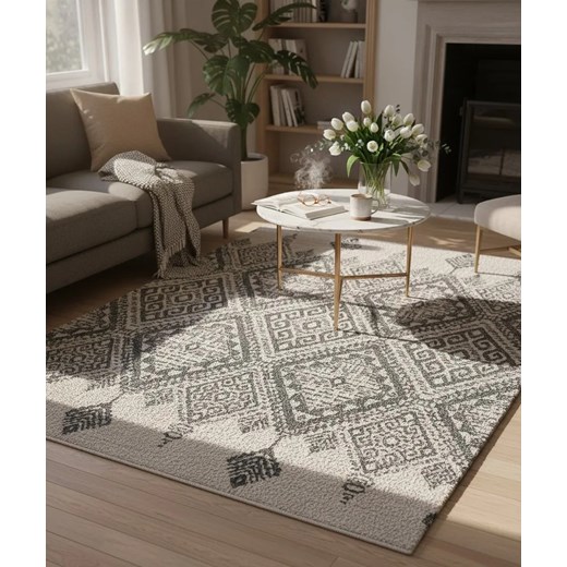 Szary prostokątny dywan z wzorami E5-P04 Profeos Edinos.pl