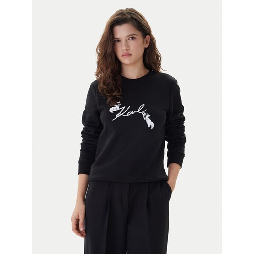KARL LAGERFELD Bluza B1W20031 Czarny Regular Fit ze sklepu MODIVO w kategorii Bluzy damskie - zdjęcie 187519934