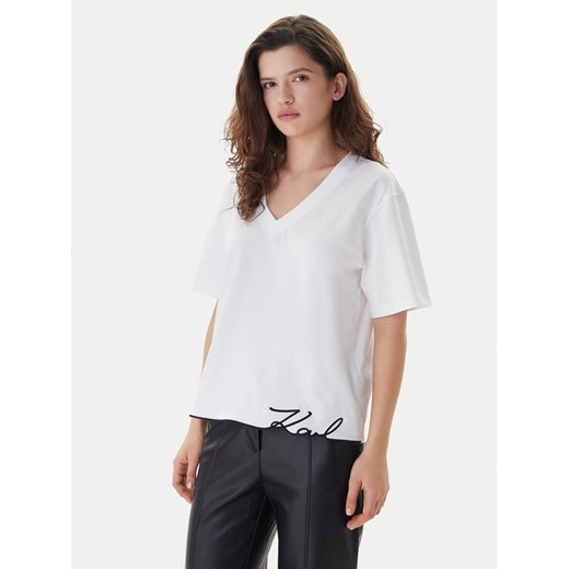 KARL LAGERFELD T-Shirt B1W17031 Biały Relaxed Fit ze sklepu MODIVO w kategorii Bluzki damskie - zdjęcie 187519944