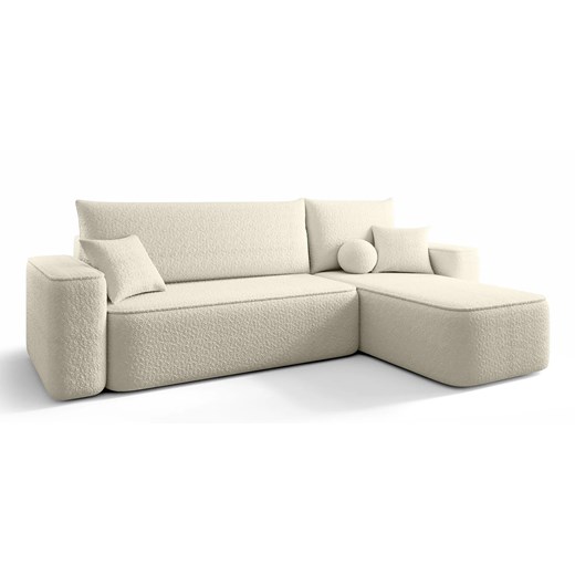 Beżowy narożnik boucle z funkcją spania B3-R75 ze sklepu Edinos.pl w kategorii Narożniki - zdjęcie 187520702