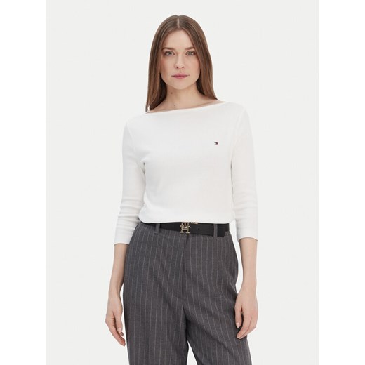 Tommy Hilfiger Bluzka New Cody WW0WW40589 Écru Slim Fit ze sklepu MODIVO w kategorii Bluzki damskie - zdjęcie 187521403