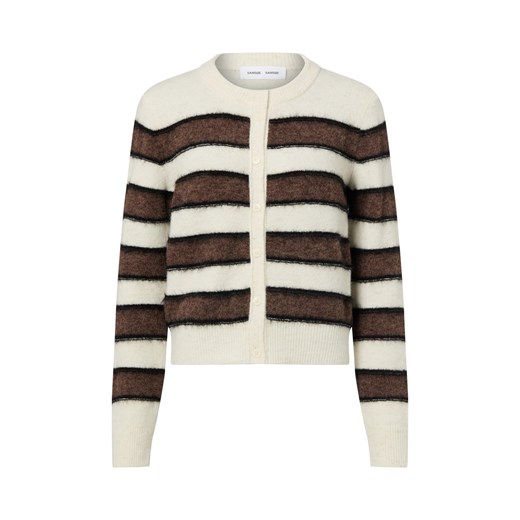 Samsøe Samsøe Damski kardigan z zawartością alpaki i merynosów - Sacian Kobiety écru w paski ze sklepu vangraaf w kategorii Swetry damskie - zdjęcie 187521721