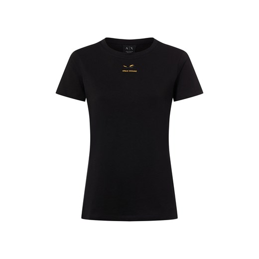 Armani Exchange Koszulka damska Kobiety Bawełna czarny jednolity ze sklepu vangraaf w kategorii Bluzki damskie - zdjęcie 187521730