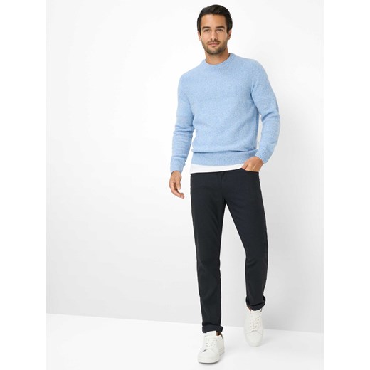 BRAX Męskie spodnie materiałowe - Chuck Mężczyźni Bawełna granatowy jednolity ze sklepu vangraaf w kategorii Spodnie męskie - zdjęcie 187521761