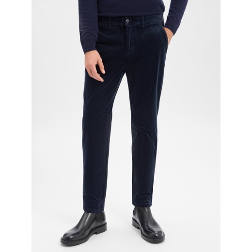 Finshley & Harding Męskie spodnie sztruksowe - Tyler Mężczyźni Bawełna granatowy jednolity ze sklepu vangraaf w kategorii Spodnie męskie - zdjęcie 187521792