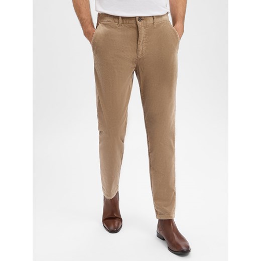Finshley & Harding Męskie spodnie sztruksowe - Tyler Mężczyźni Bawełna beżowy jednolity ze sklepu vangraaf w kategorii Spodnie męskie - zdjęcie 187521793