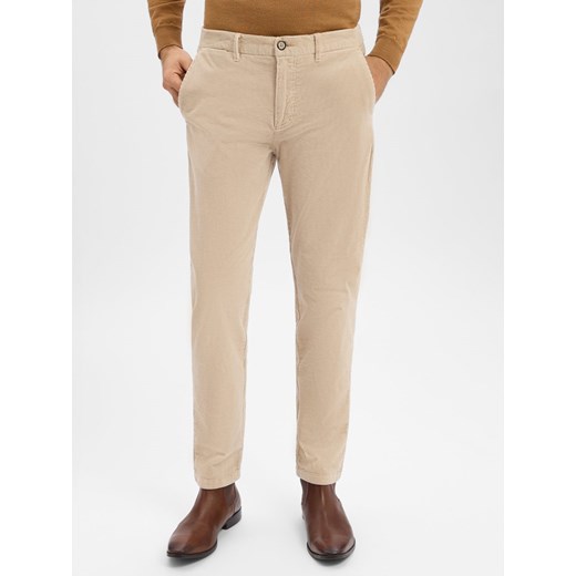 Finshley & Harding Męskie spodnie sztruksowe - Tyler Mężczyźni Bawełna piaskowy jednolity ze sklepu vangraaf w kategorii Spodnie męskie - zdjęcie 187521794