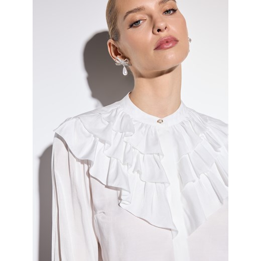Mohito - Bluzka z ozdobnym żabotem - biały ze sklepu Mohito w kategorii Bluzki damskie - zdjęcie 187522413