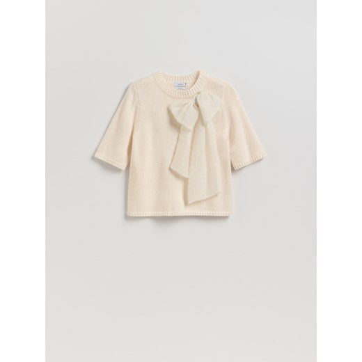Reserved - Sweter z wełną - kremowy ze sklepu Reserved w kategorii Swetry damskie - zdjęcie 187522501