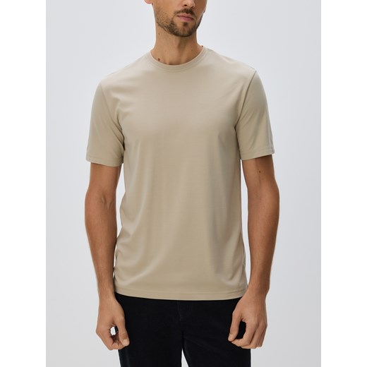 Reserved - T-shirt regular z wiskozą - beżowy ze sklepu Reserved w kategorii T-shirty męskie - zdjęcie 187522590