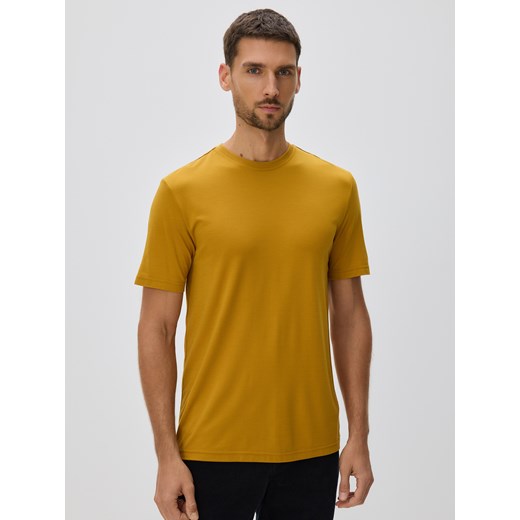 Reserved - T-shirt regular z wiskozą - bursztynowy ze sklepu Reserved w kategorii T-shirty męskie - zdjęcie 187522594