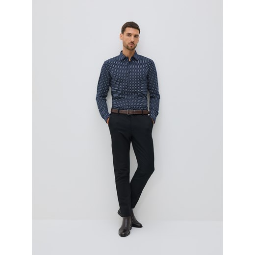Reserved - Bawełniana koszula slim fit - granatowy ze sklepu Reserved w kategorii Koszule męskie - zdjęcie 187522640