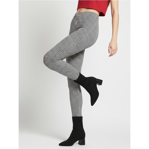 Sinsay - Jeansy skinny high waist w szachownicę - czarny ze sklepu Sinsay w kategorii Jeansy damskie - zdjęcie 187523400