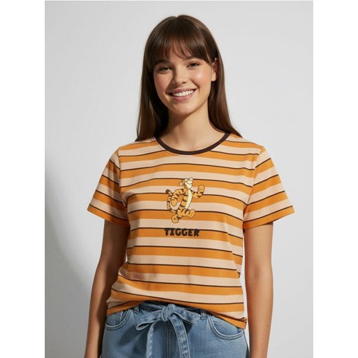 Sinsay - Bawełniana koszulka w paski z nadrukiem Winnie The Pooh - wielobarwny ze sklepu Sinsay w kategorii Bluzki damskie - zdjęcie 187523413