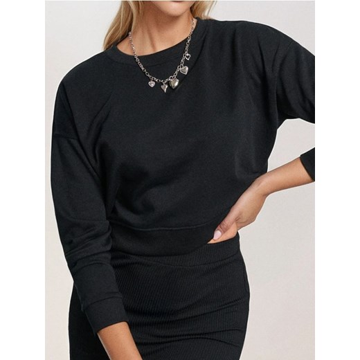 Sinsay - Krótka bluza crewneck - czarny ze sklepu Sinsay w kategorii Bluzy damskie - zdjęcie 187523442