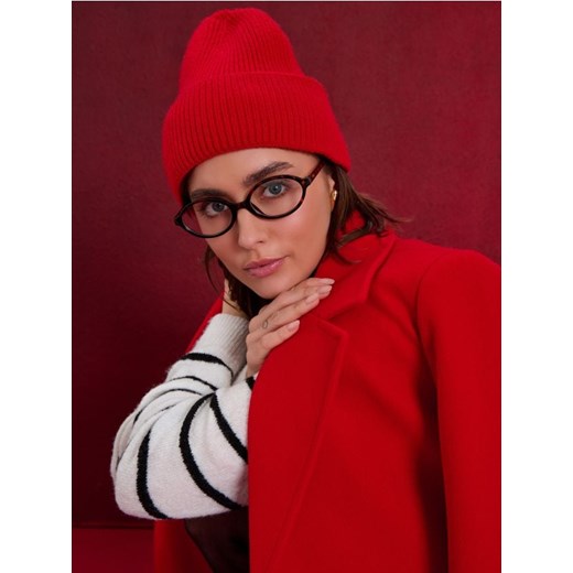 Sinsay - Prążkowana czapka beanie - czerwony ze sklepu Sinsay w kategorii Czapki zimowe damskie - zdjęcie 187523453