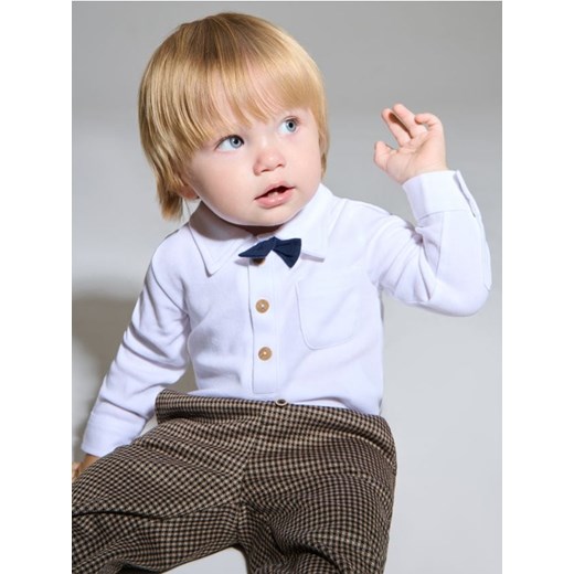 Sinsay - Bawełniane body z muszką - biały ze sklepu Sinsay w kategorii Body niemowlęce - zdjęcie 187523460