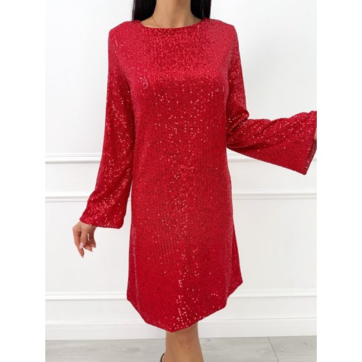 Czerwona Cekinowa Sukienka z Kokardą Modnakiecka.pl 46 ModnaKiecka.pl