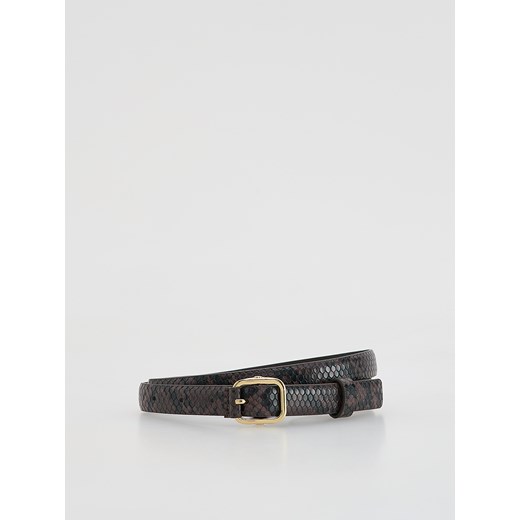 Reserved - Pasek z tłoczonym wzorem - ciemnobrązowy ze sklepu Reserved w kategorii Paski damskie - zdjęcie 187524163