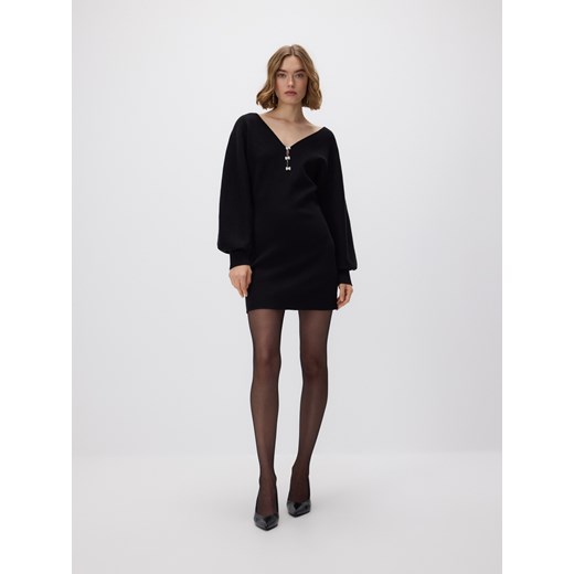 Reserved - Dzianinowa sukienka mini - czarny ze sklepu Reserved w kategorii Sukienki - zdjęcie 187524243