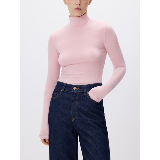 Reserved - Longsleeve z dodatkiem wełny - pastelowy róż ze sklepu Reserved w kategorii Bluzki damskie - zdjęcie 187524504