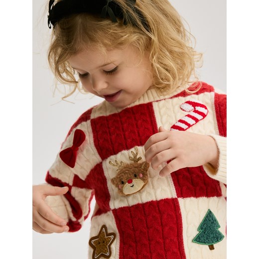Reserved - Świąteczny sweter z aplikacją - wielobarwny ze sklepu Reserved w kategorii Swetry dziewczęce - zdjęcie 187526041