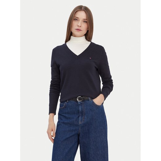 Tommy Hilfiger Sweter WW0WW42049 Granatowy Regular Fit ze sklepu MODIVO w kategorii Swetry damskie - zdjęcie 187526390