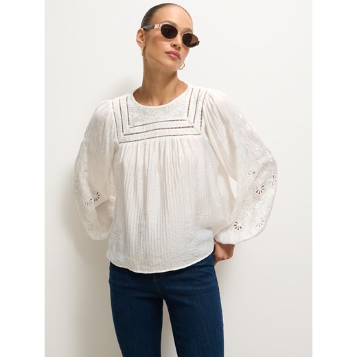 Mohito - Bluzka z wiskozą - kremowy ze sklepu Mohito w kategorii Bluzki damskie - zdjęcie 187527162
