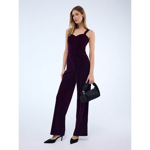 Mohito - Welurowy kombinezon - ciemny fiolet ze sklepu Mohito w kategorii Kombinezony damskie - zdjęcie 187527204