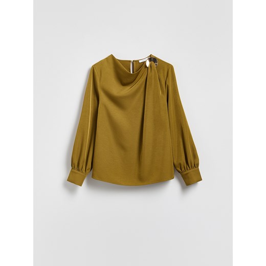 Reserved - Bluzka z ozdobnym detalem - oliwkowy ze sklepu Reserved w kategorii Bluzki damskie - zdjęcie 187527372