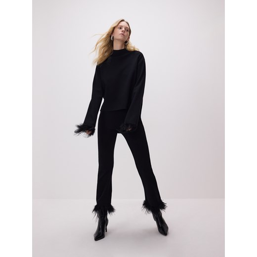 Reserved - Sweter z piórami - czarny ze sklepu Reserved w kategorii Swetry damskie - zdjęcie 187527442