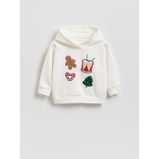 Reserved - Bluza z grającą aplikacją - złamana biel ze sklepu Reserved w kategorii Bluzy dziewczęce - zdjęcie 187527504