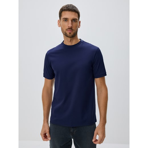 Reserved - T-shirt regular z bawełny - granatowy Reserved XXL Reserved