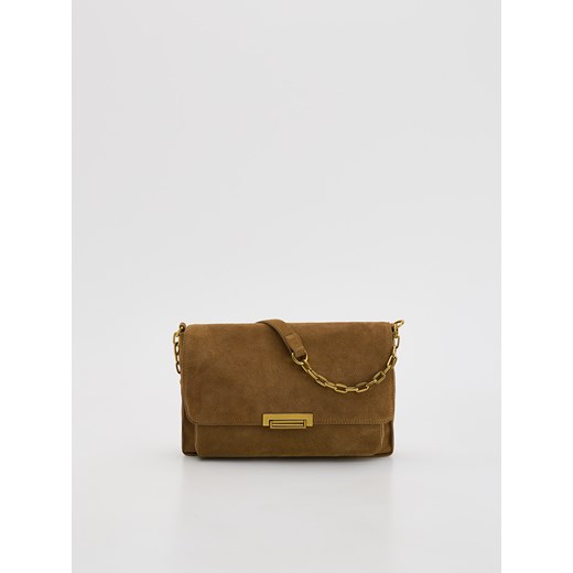 Reserved - Zamszowa torebka na ramię - beżowy ze sklepu Reserved w kategorii Listonoszki - zdjęcie 187527594