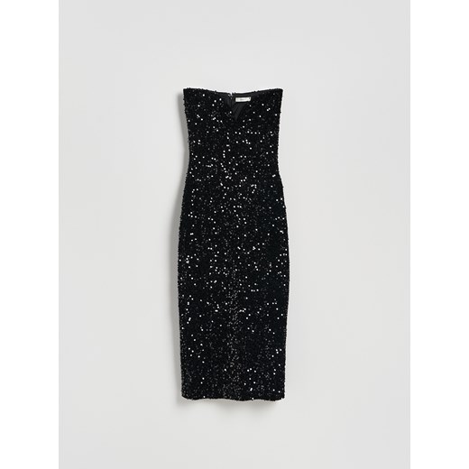 Reserved - Cekinowa sukienka midi - czarny ze sklepu Reserved w kategorii Sukienki - zdjęcie 187527920