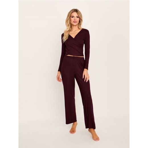 Sinsay - Prążkowana piżama dwuczęściowa - brązowy ze sklepu Sinsay w kategorii Piżamy damskie - zdjęcie 187528474