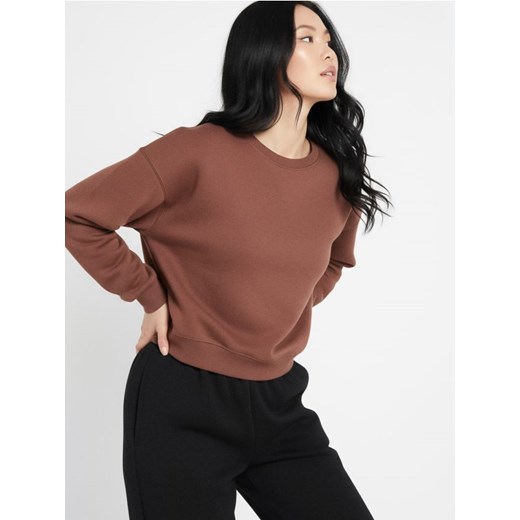 Sinsay - Bluza crewneck regular basic - brązowy ze sklepu Sinsay w kategorii Bluzy damskie - zdjęcie 187528494